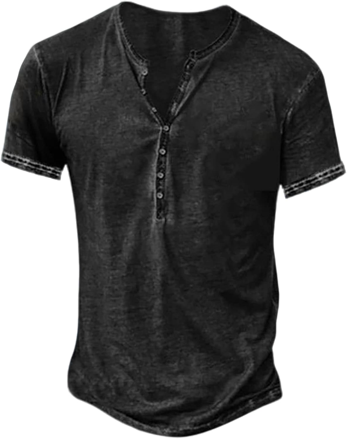 Mens Henley Shirts Retro Short Sleeve Tee V Neck Shirts Casual Button Down T-Shirts for Men S~2XL