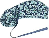 Vista 16 de Gorra médica con interior sedoso, gorro de algodón con banda para el sudor y botones, cola de caballo ajustable