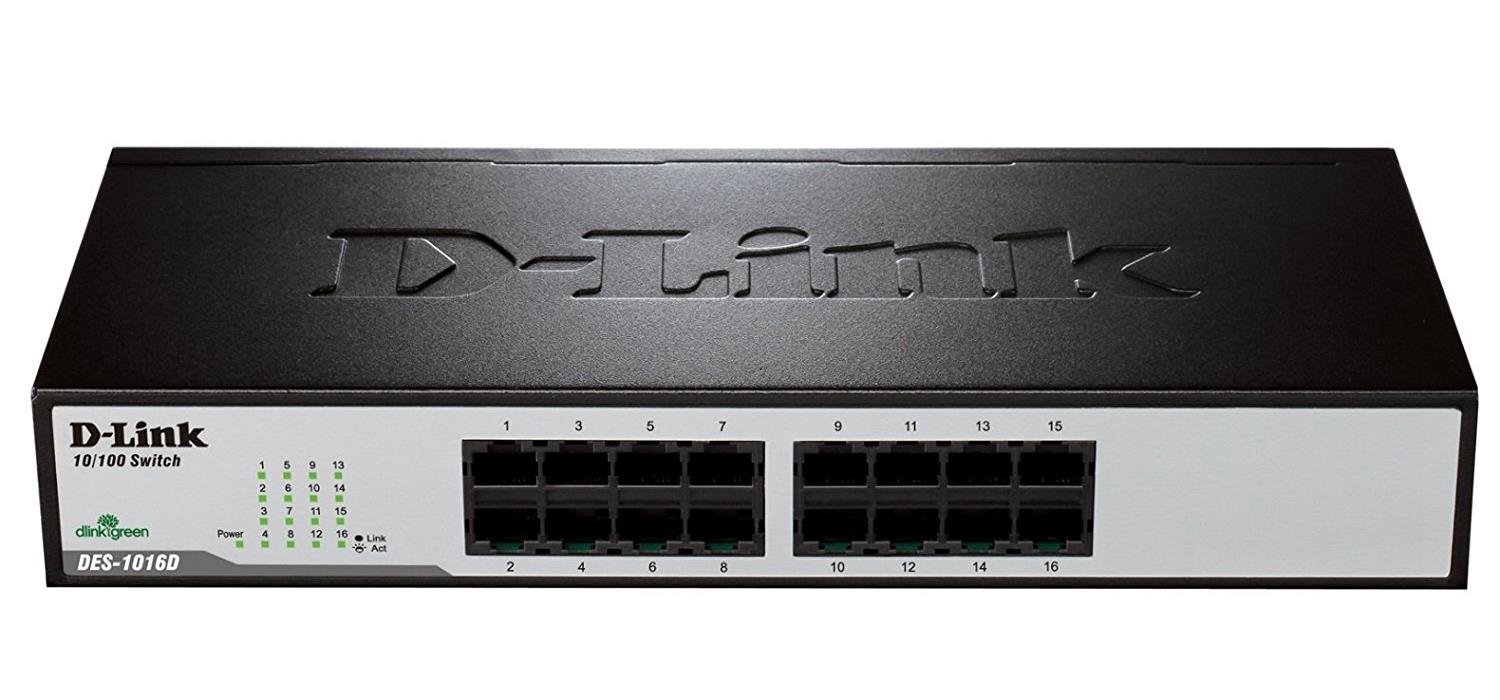 D-Link DES-1016D Switch 16 Ports Ethernet Metallique 10/100mbps - Idéal Partage de Connexion et Mise en Réseau Small/Home Office