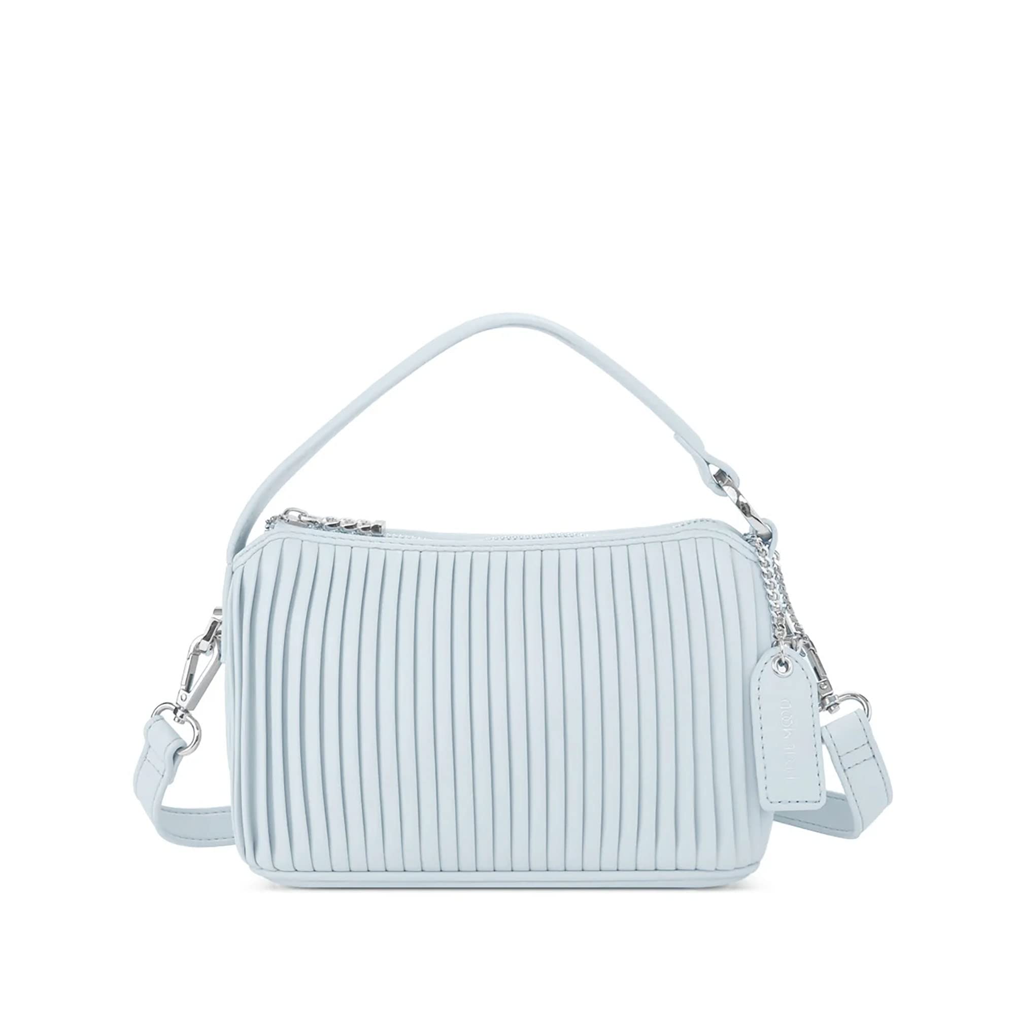 Pixie Mood ELLA-CB-PINPL-OS Pleated Exterior, Recycled Vegan Leather Crossbody Handbag Purse