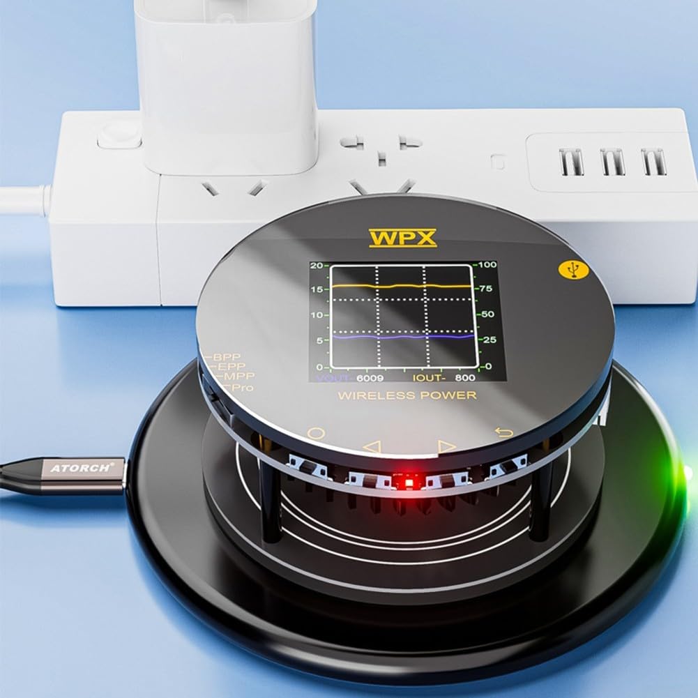 QI2 Probador inalámbrico de carga rápida 25W, herramienta de prueba de protocolo Qi2 para el rendimiento del cargador inalámbrico
