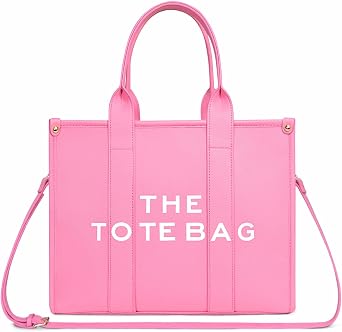 NPBAG The Tote Bag for Women, PU Leather Handbag with Zipper, Crossbody Shoulder Bag for Travel, School, Work, Top-Handle Trendy Purse M Light Pink