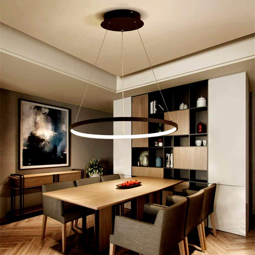 Nowoczesna lampa wisząca LED, 63 W, okrągła konstrukcja, możliwość ściemniania, idealna do jadalni, salonu, baru, kawiarni, lampy sufitowej.
