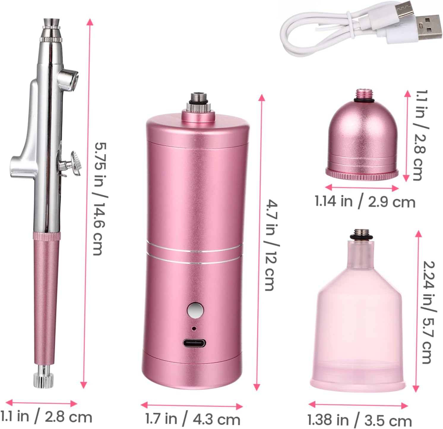 TEHAUX USB Charging Airbrush Sprayer Handheld Airbrush Facial Humidifier Kit Paint Face Beauty Tool