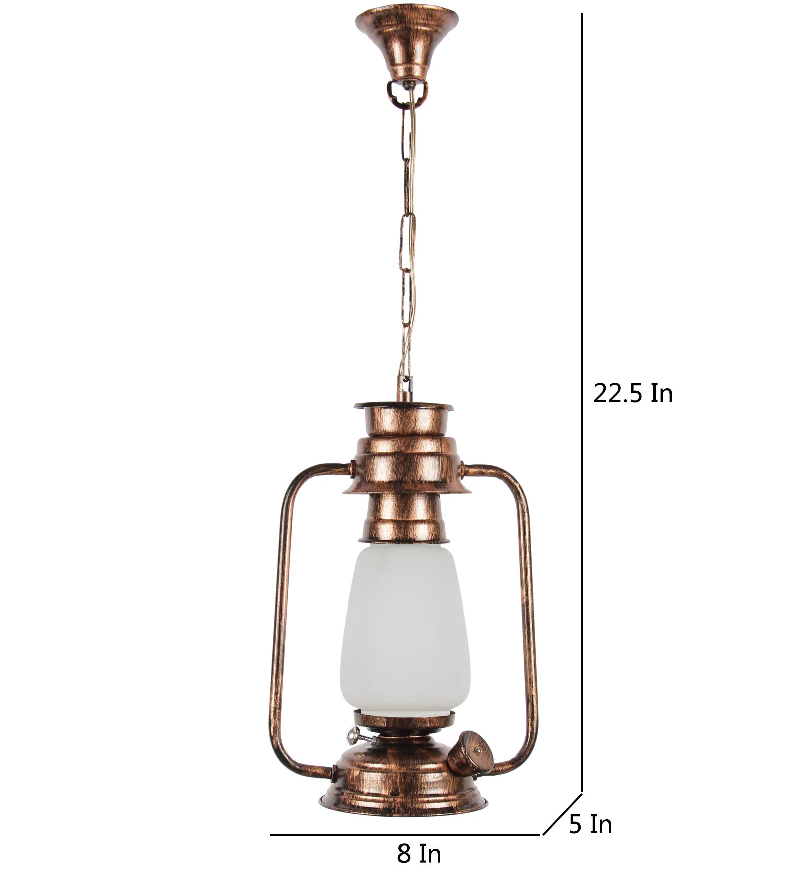 Devansh Copper White Glass Lantern Hanging (White) 4