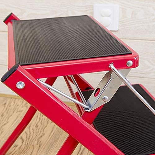 Miniatura 5 de ZSEDP - Taburete plegable de acero pesado con escalón de 2 escalones, multifunción, portátil, con alfombrilla antideslizante, montaje simple