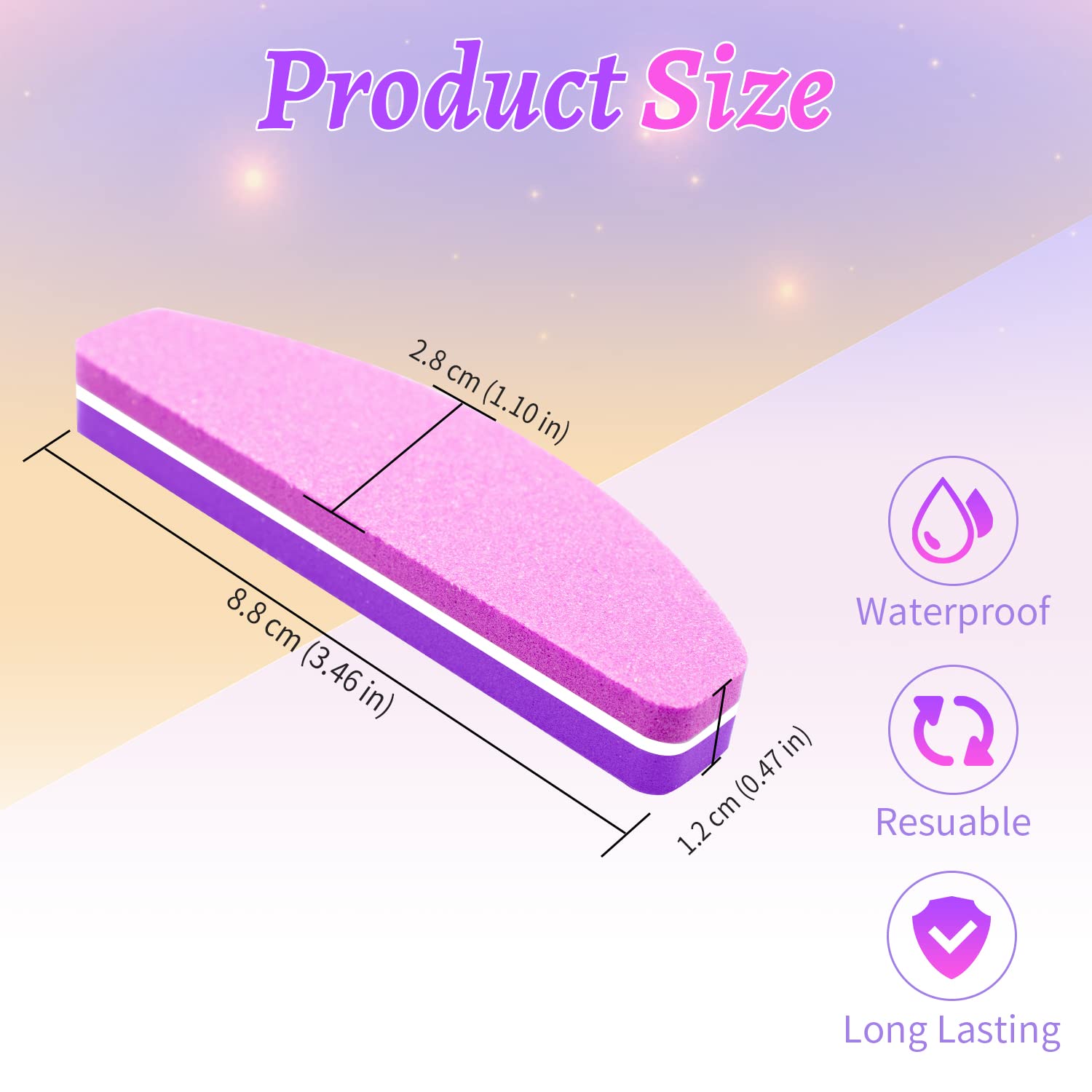 20 Pezzi Buffer Unghie Professionale, Buffer Blocco per Unghie in Gel Acrilico Naturale, 100/180 Buffer per Levigatura per Smalto in Spugna a Doppia Faccia (Rosa & Viola)