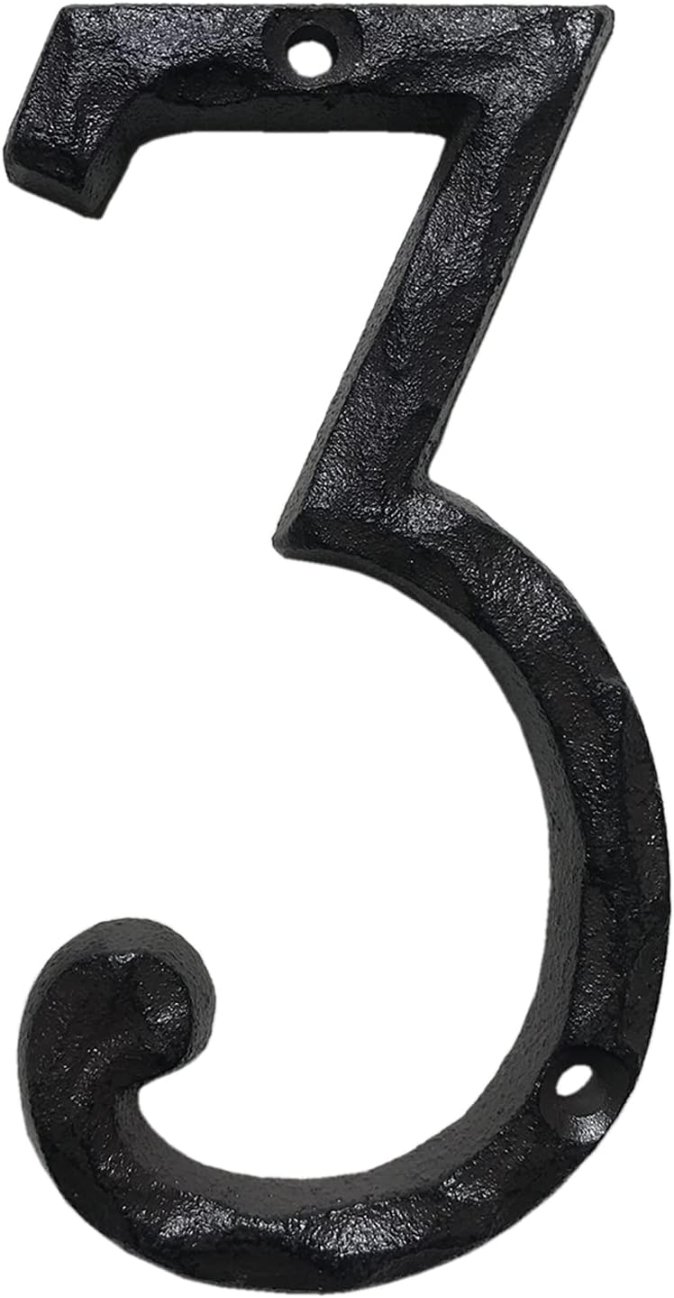 House Numbers, 5.6 Inch Cast Iron Metal Home Address Number