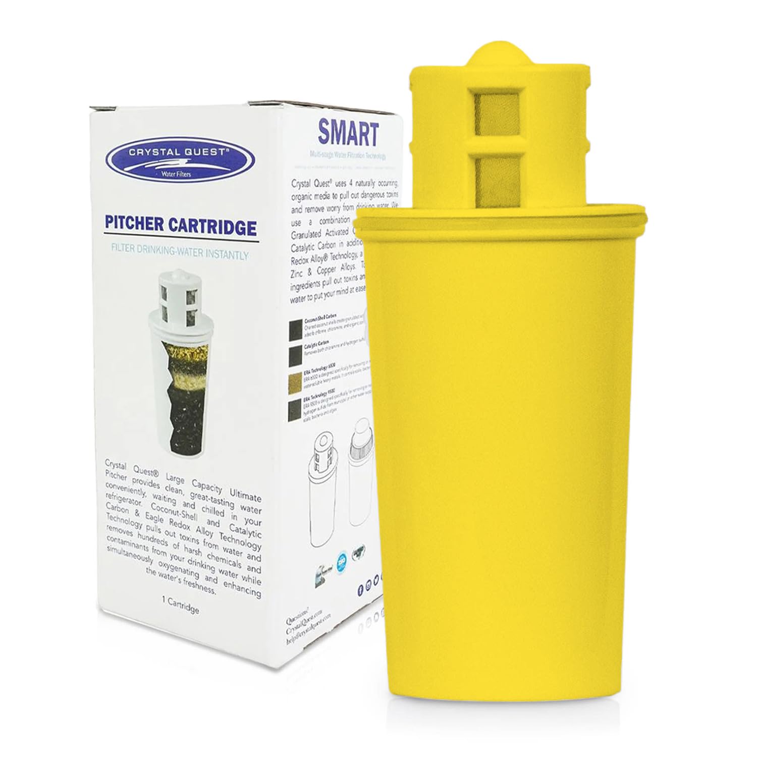 Crystal Quest SMART/Fluoride Removal Water Filter Pitcher Cartridge – Advanced Filtration for Clean, Healthy Water, Removes Contaminants, Long-Lasting, Easy Installation - 1,000 Gallons