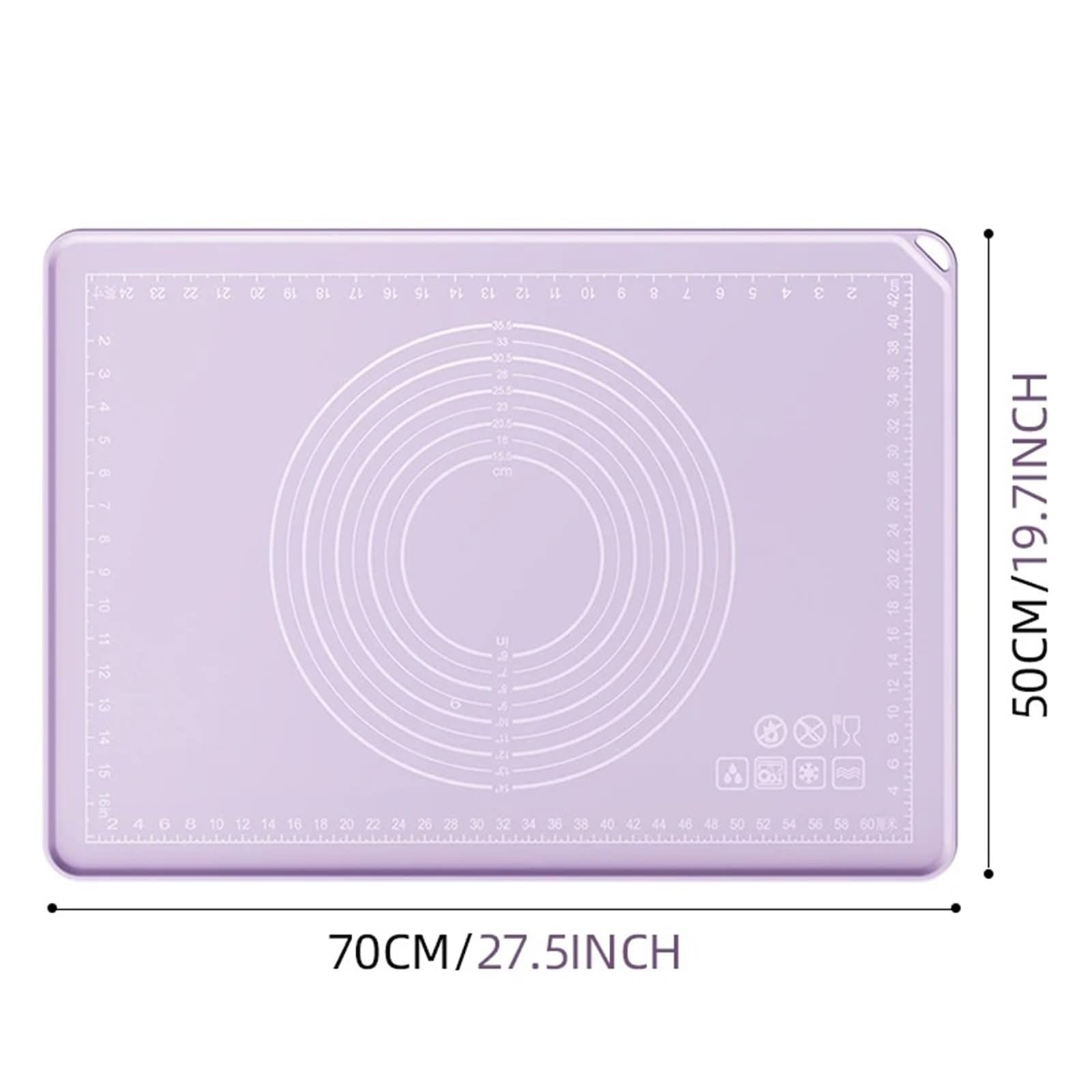 Backmatte Große Knetunterlage aus Silikon, Teigbackmatte, antihaftbeschichtet, wiederverwendbar, Küchenbackmatte, Zubehör(70x50CM)