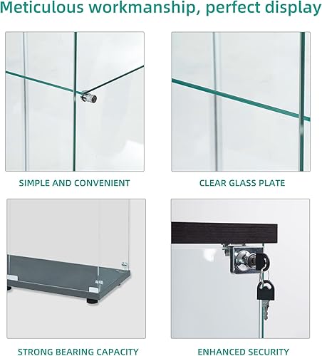 Miniatura 5 de FLYMUHJIA Gabinete de cristal para exhibición de licor de vino, puerta de vidrio, cocina, sala de estar, gabinete de acento con puertas, zapatos,