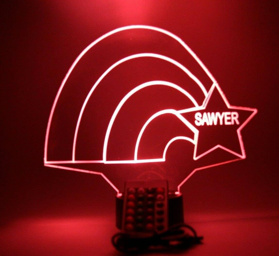 Rainbow Star Night Light Up Table Lamp LED Personalized Name Engraved Rainbow Star Bright Home Room Decor - It's Wow, with Remote, 16 Colors, Free Engraved, Great Gift