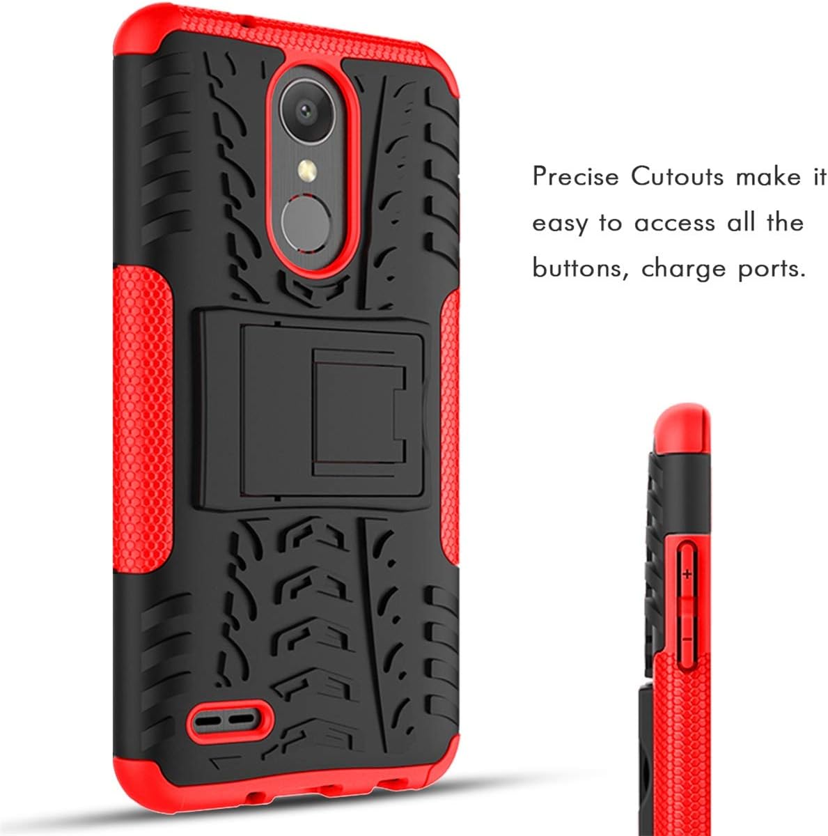 Aristo 2 Case,Aristo 2 Plus/Aristo 3/3Plus/K8 2018/K8+/Tribute Empire/Tribute Dynasty/Zone 4/Fortune 2/Risio 3/Rebel 4/Phoenix 4,Dual Layer Shockproof,w HD Screen Protector,Tire Appearance-Red