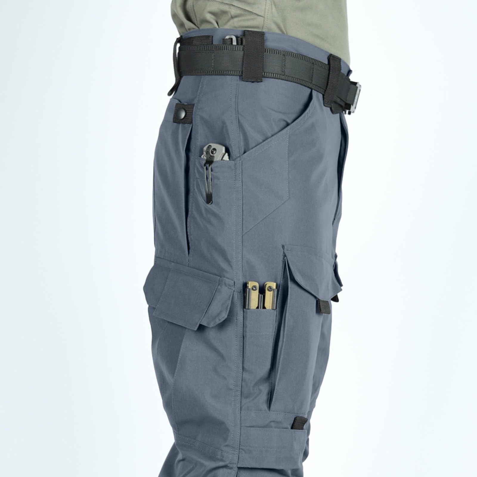Generisch Pantalones cargo para hombre 3XL elásticos: pantalones de trabajo con múltiples bolsillos, pantalones de exterior, resistentes a la abrasión, pantalones de senderismo de pierna recta