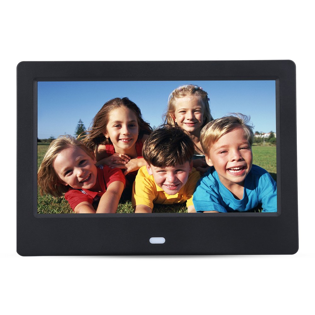 VBESTLIFE 7 "HD Marco de Fotos Multifuncional Digital Pantalla de Fotos Reproductor de Música y Películas Función de Alarm Reloj Compatible con SD, MS, U Disco(Negro)
