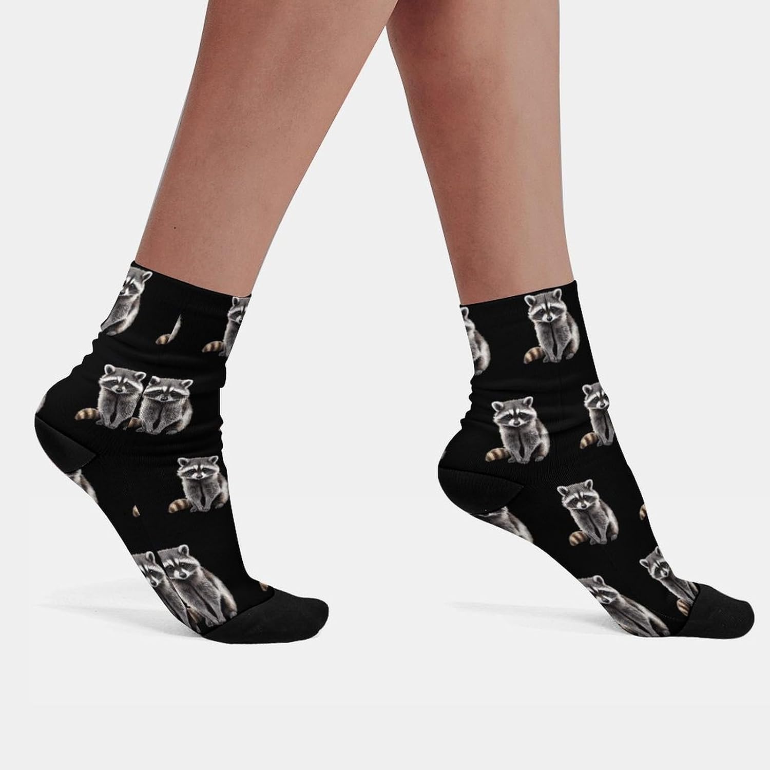 Funny Raccoon Knee High Socks Athletic Long Stockings Sport Casual Crew Tube Sock Boot