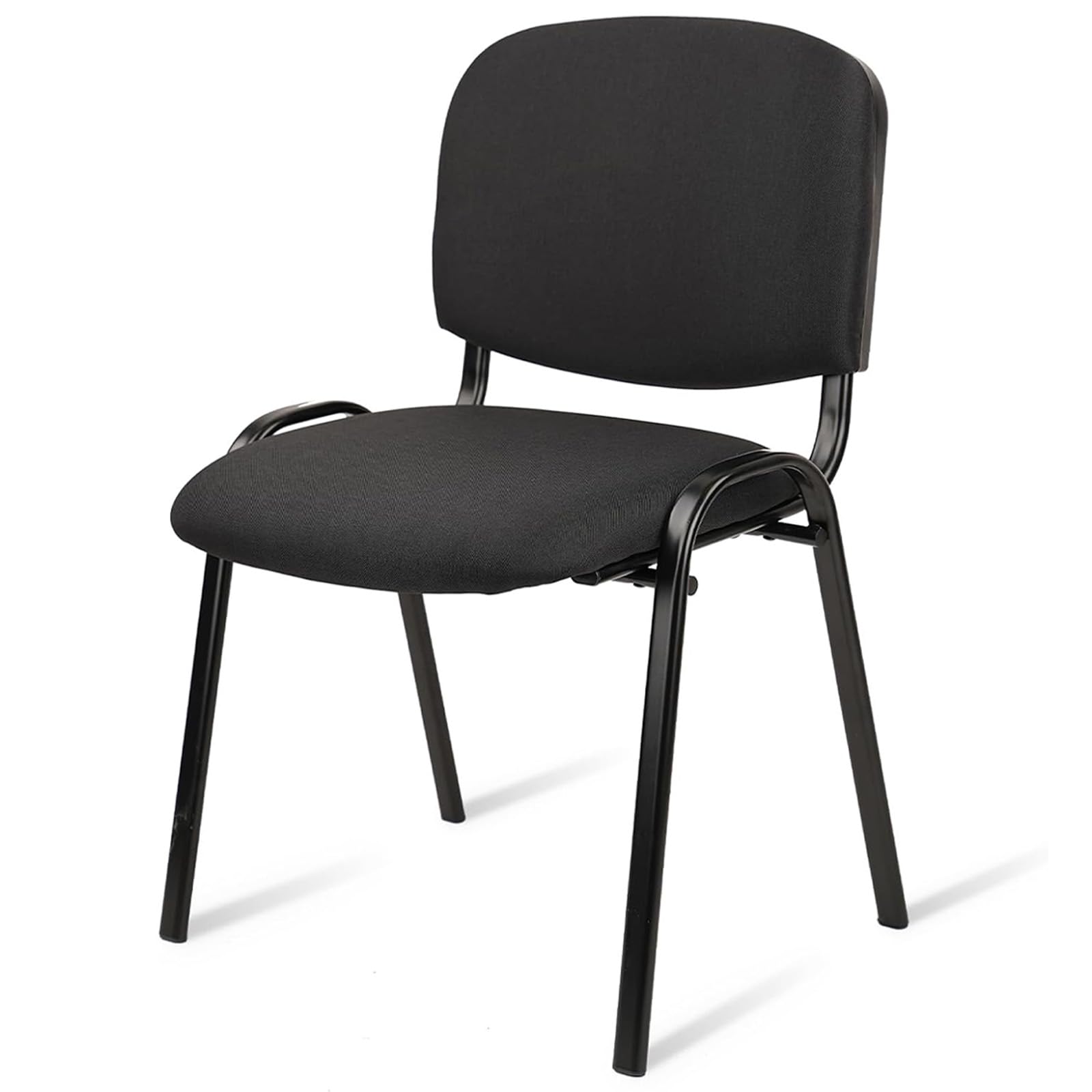 CLATINA Stackable Waiting Room Chairs, Cloth Fabric Guest Reception Chair with Upholstered Thickene Seat and Back Support, Stacking Chair Metal Leg