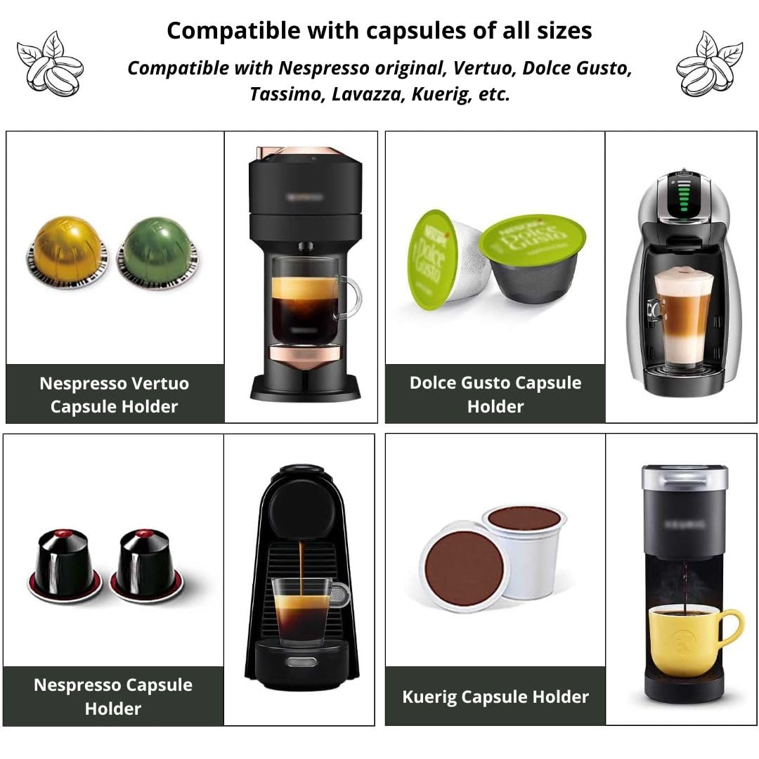 Porte-Capsules Café Adhésif Universel - Compatible Dolce Gusto, Nespresso, Tassimo - Blanc