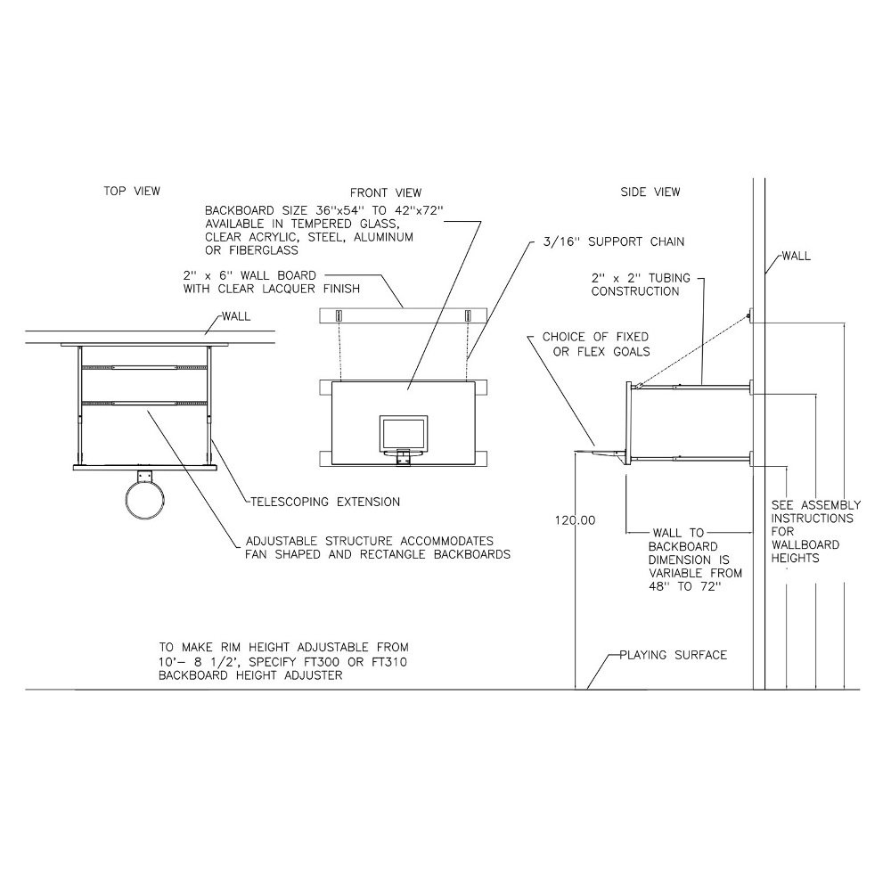 First Team Wall Mount Basketball System - SuperMount 46 Advantage