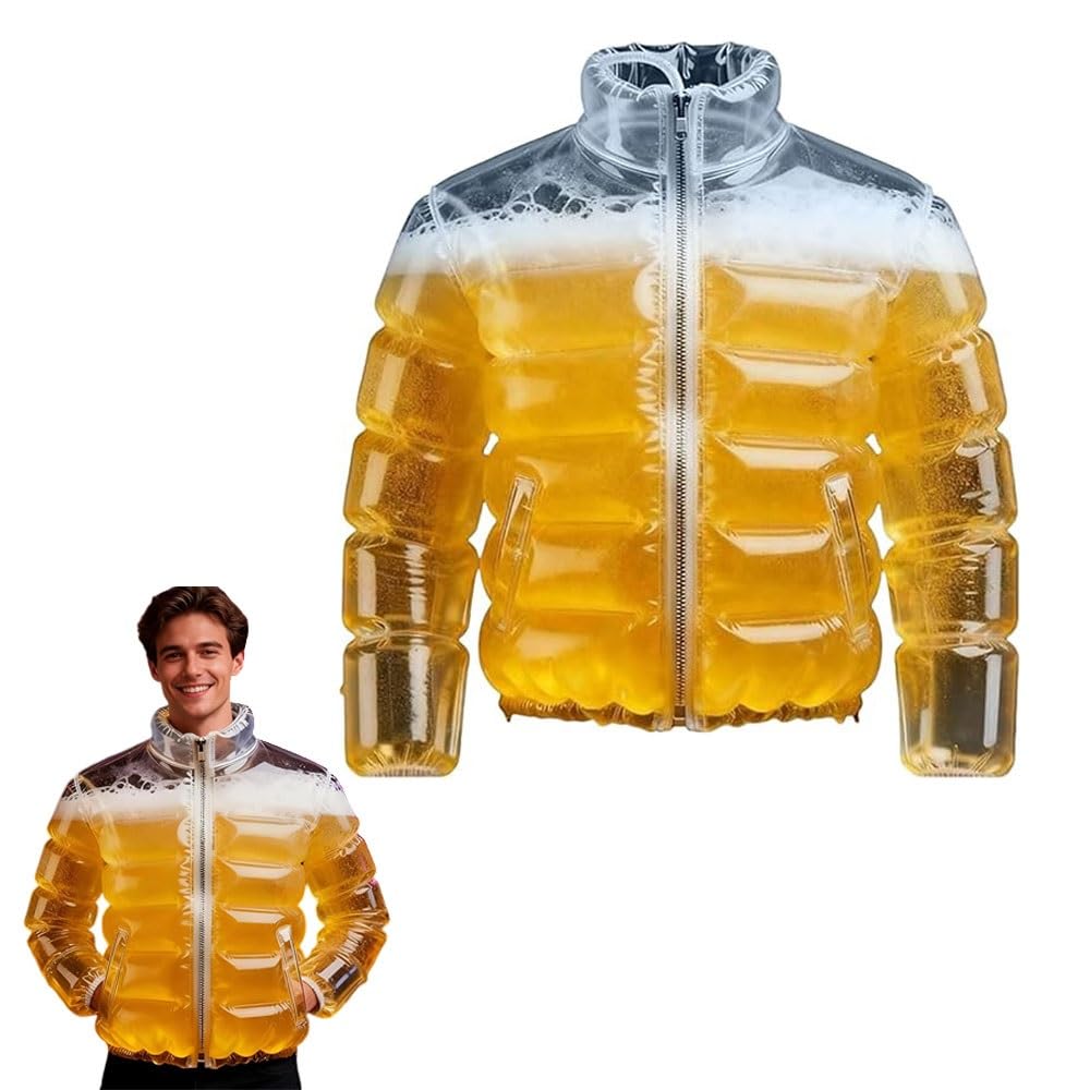 Veste à BièRe 2026 Pour Hommes Et Femmes, Manteau Gonflable Transparent Rempli De BièRe Avec Paille - Doudoune à BièRe Pour Piscines à BièRe, FêTes Et Rassemblements