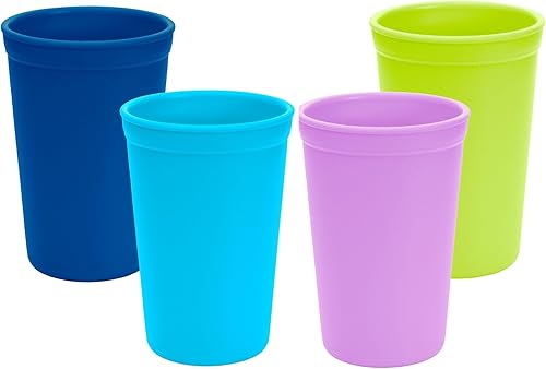 Re-Play Juego de 4 vasos abiertos para niños pequeños, reutilizables y apilables para un fácil almacenamiento, aptos para lavavajillas y microondas,