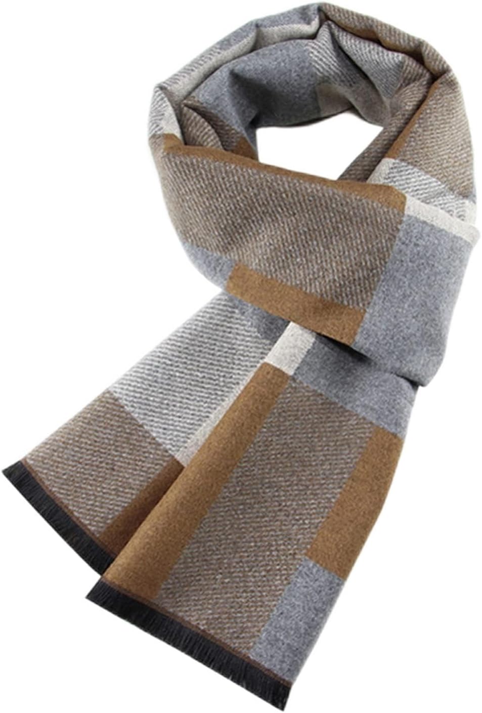 JSEIAJB Men's Imitation Wool Scarf Korean Version Plaid Business Casual Warm