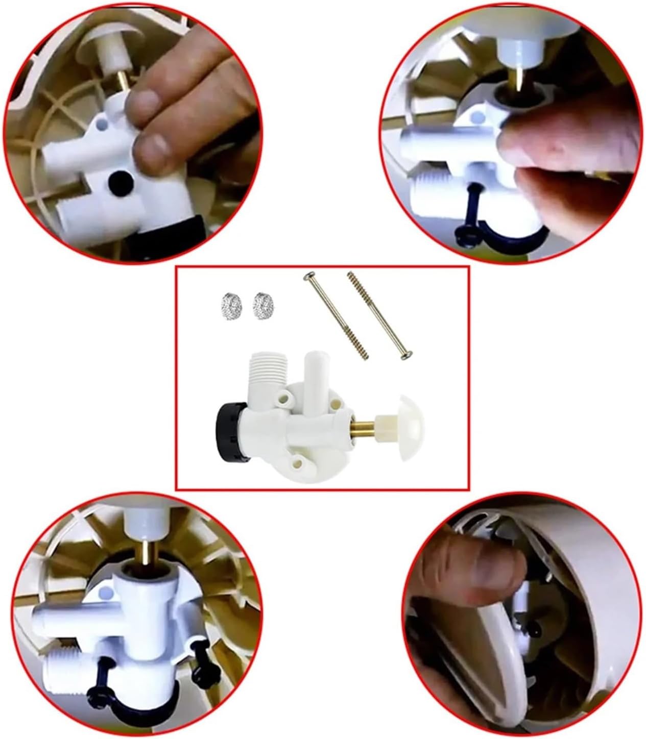Toilet Water Valve Kit 2set Water Valve Assembly Camper Trailer Toilet Repair Kit for Boat Pedal Flush Toilets for Camper Pedal-Flush