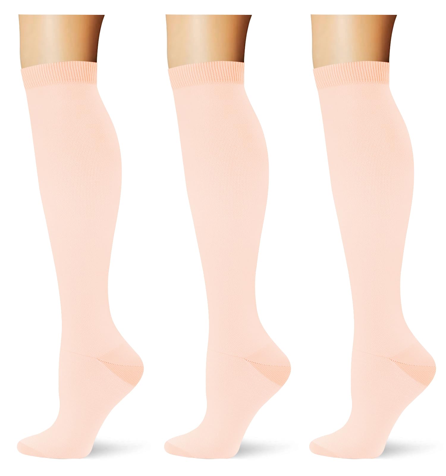 (3 pairs) Compression Socks 20-30 mmHg Long Knee High Socks for Women Men Support Athletic Travel Daily Wear