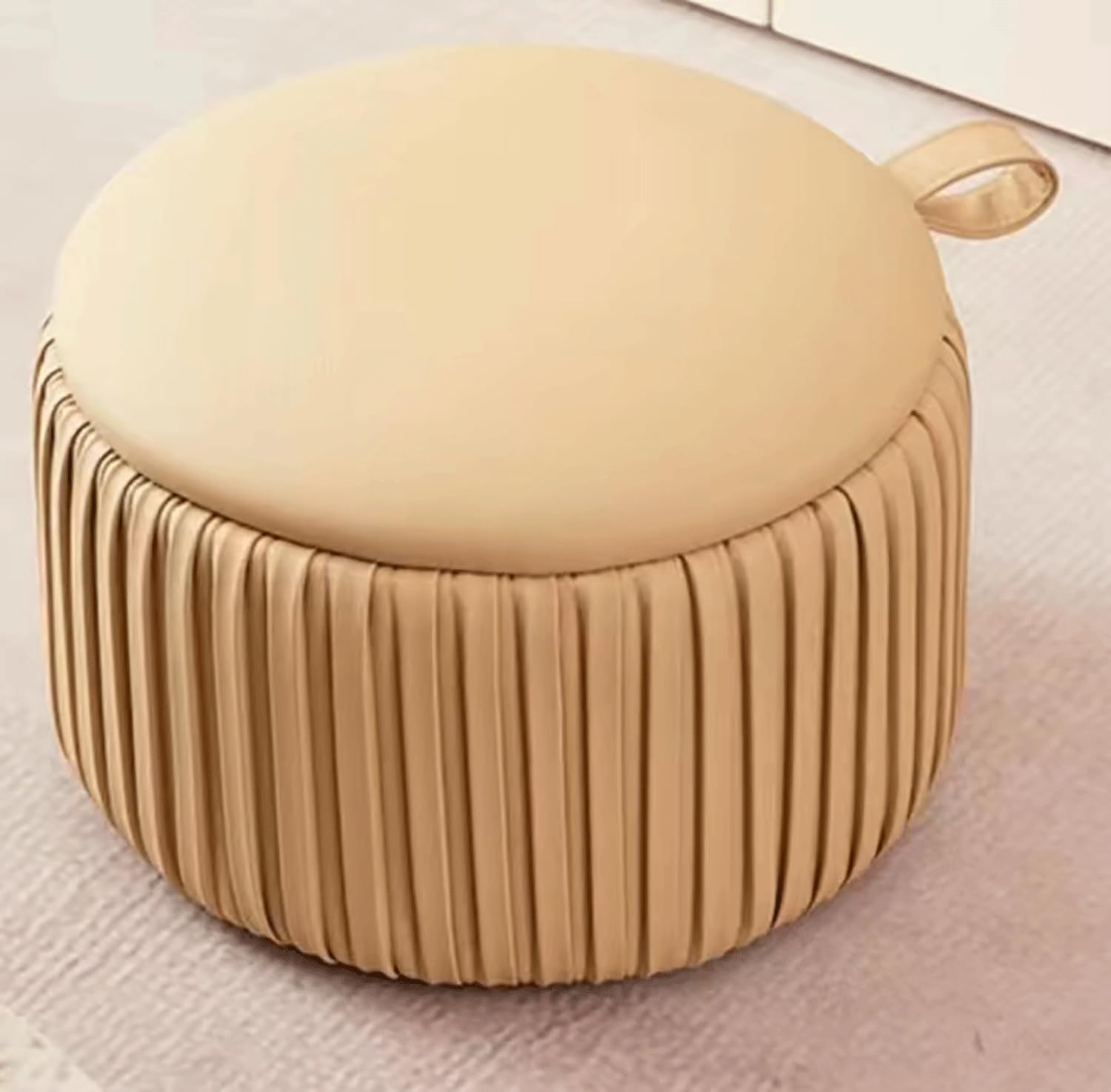 Tabouret repose-pieds rond champagne 36x24cm pour salon