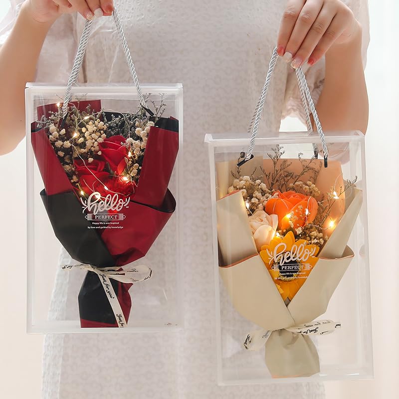Set de ramo de flores de jabón con bolsa transparente y flores secas miniatura 2