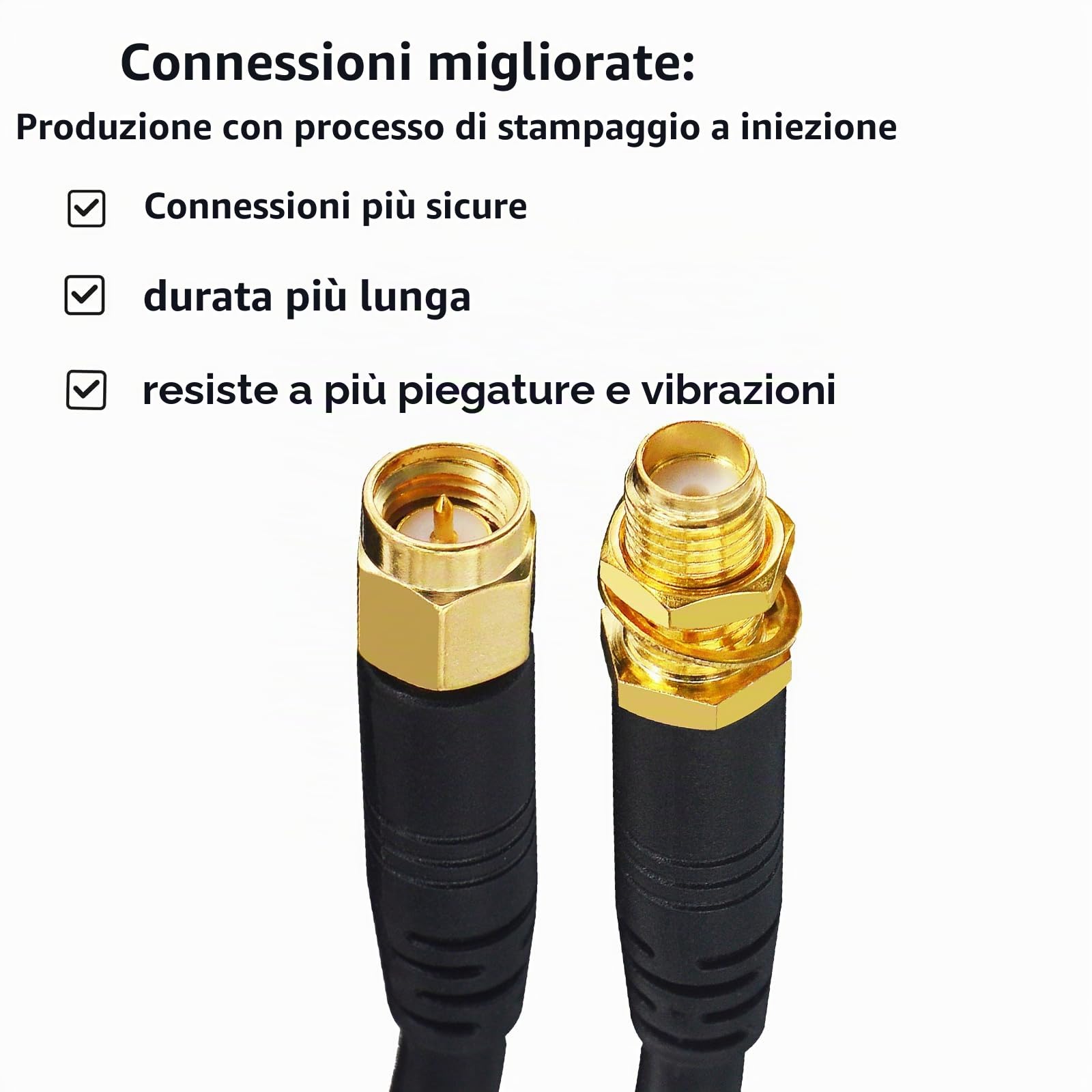 Migliora SuperFlex RG58 SMA a SMA Cavo 5M SMA Maschio a SMA Femmina 50 Ohm Cavo coassiale SMA WiFi Cavo antenna WLAN Cavo di prolunga per radio 3G/4G/LTE/GPS/RF/Antenna WiFi