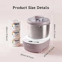 Vista 6 de Bear - Máquina de masa eléctrica de 3.7 cuartos de galón con función de fermentación, fabricada con acero inoxidable 304 para pizza y masa de pan