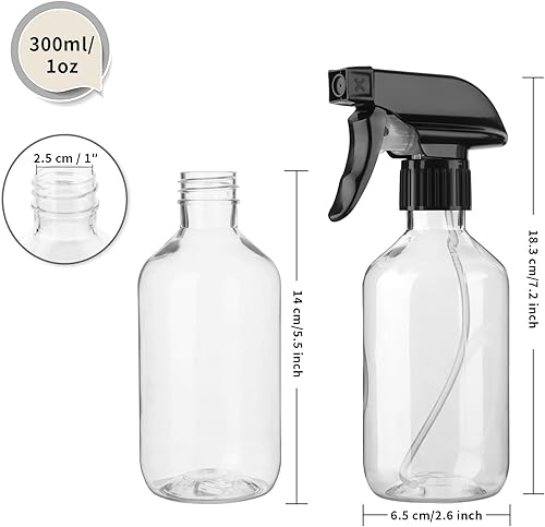 Miniatura 2 de Paquete de 2 botellas rociadoras a prueba de fugas (10.1 fl oz10 onzas), boquilla ajustable para niebla fina y corriente de chorro, botellas de