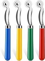 Vista 8 de Nitlak 2 ruedas de trazado con mango de madera, rueda de acero inoxidable, rueda de rastreo de costura para patrones de costura, perforador