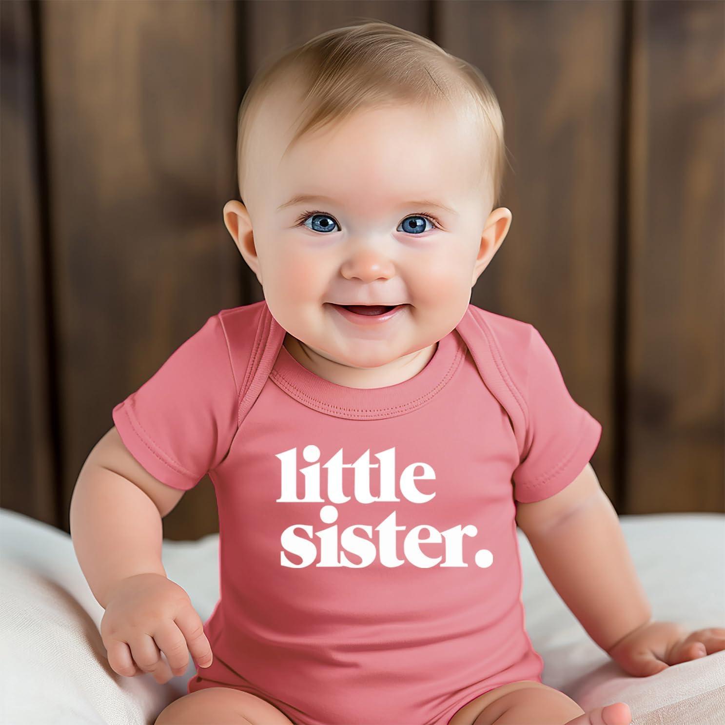 Olive Loves Apple Little Sister Bodysuit for Baby Girls Sibling Outfit