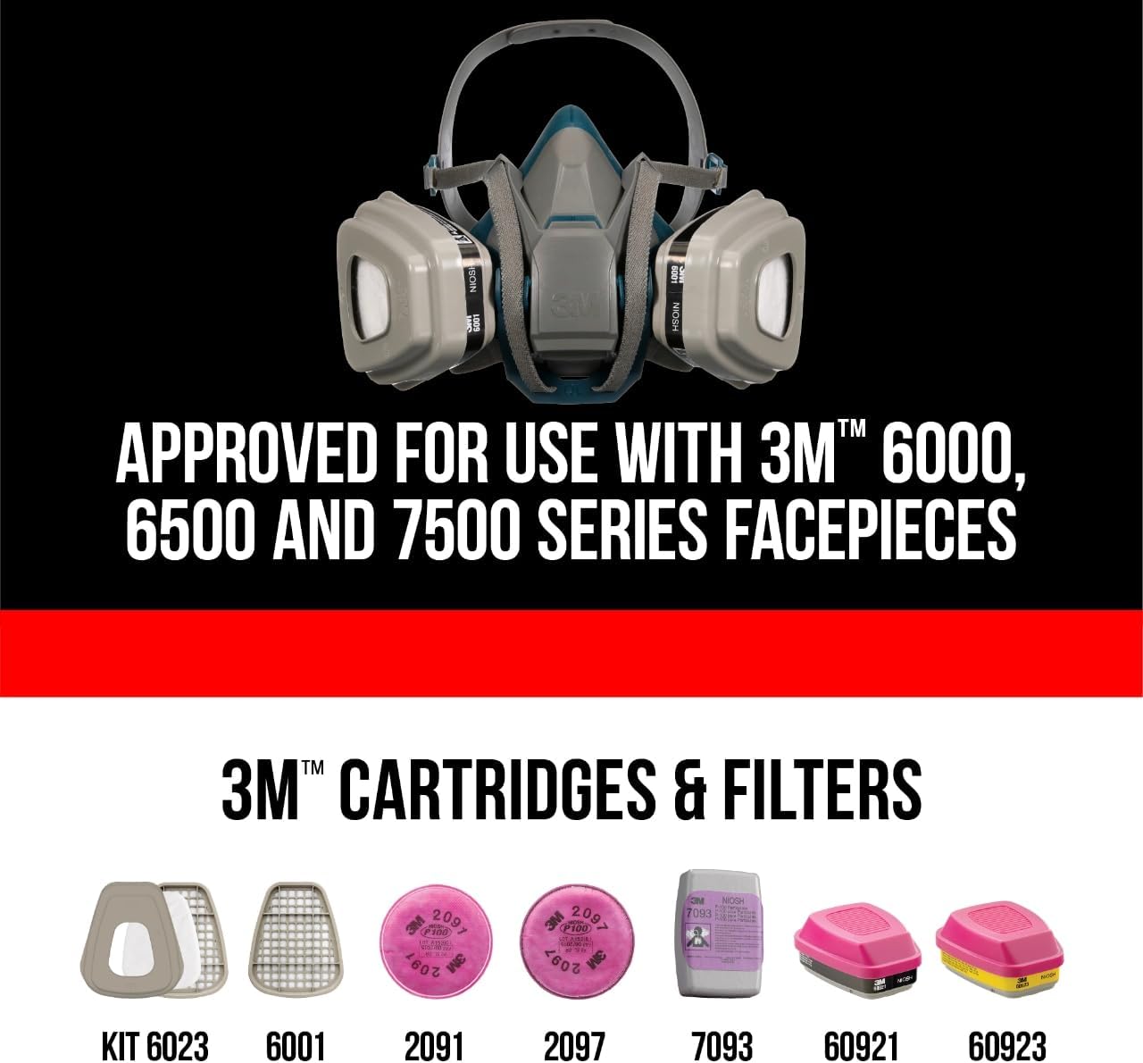3M Performance P100 Particulate + Odor Filters, 2 pairs, NIOSH-APPROVED P100, 99.97% Filtration Efficiency Against Solids & Liquid Aerosols, For Use With 3M 6000, 6500 & 7500 Series (2097P2-DC) - Image 6