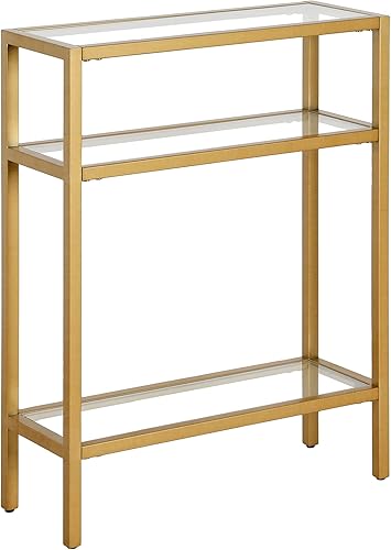 Henn&Hart Mesa consola rectangular de 22 pulgadas de ancho en latón, mesa de entrada, mesa decorativa para sala de estar, pasillo Latón,bronce