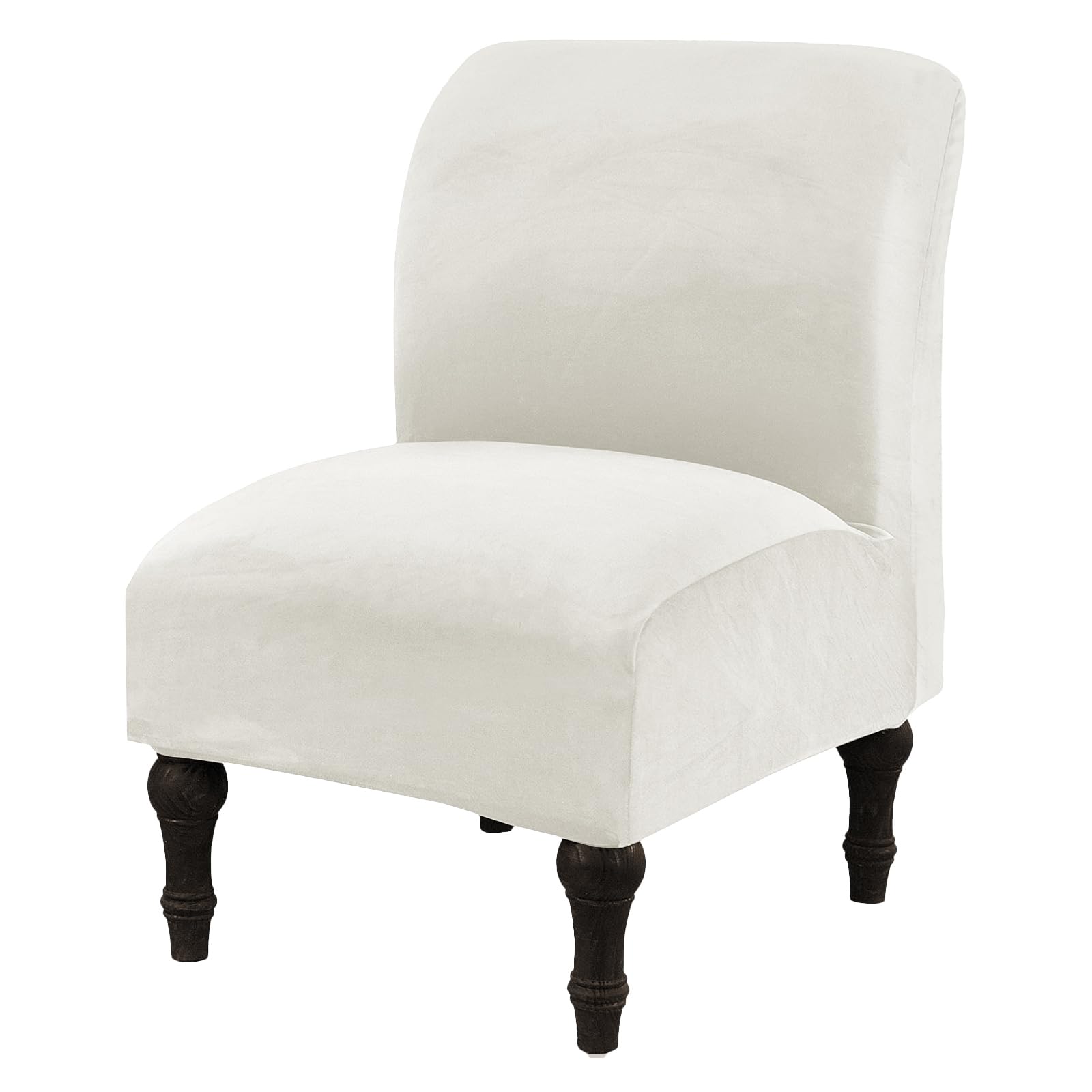 Funda de silla decorativa elástica universal blanca de terciopelo sin brazos