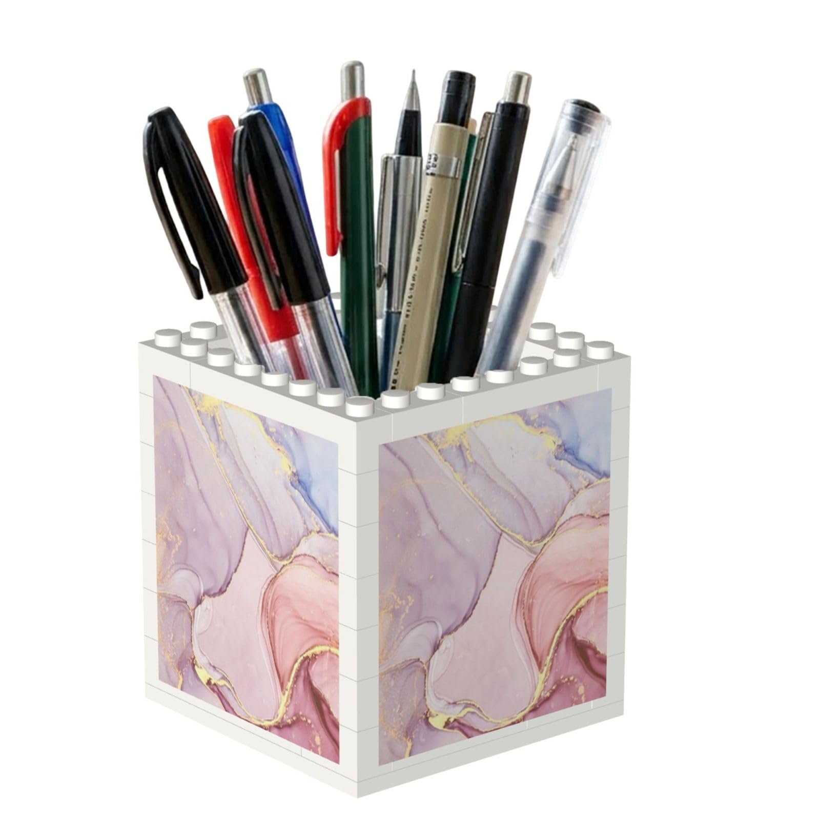 Poadnly Pink Marble, Pen Pot Pencil Holder for Office Home School, Compact Desk Organiser for Office Stationery