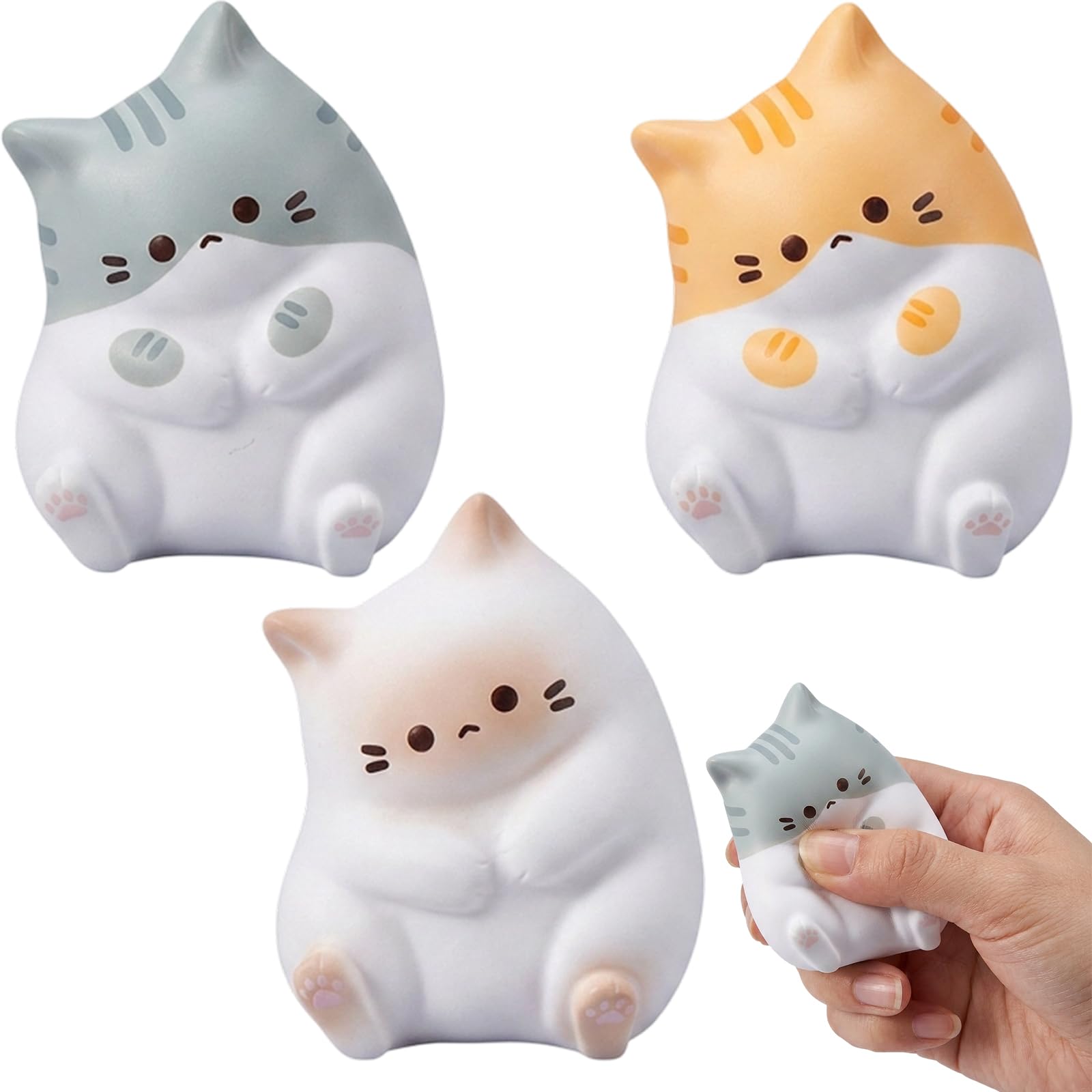 3 PCS Cat Squishy, Adorable and Charming, Decorative Items, Ideal for Home, Office Desk, Cat Lovers and Decor Enthusiasts