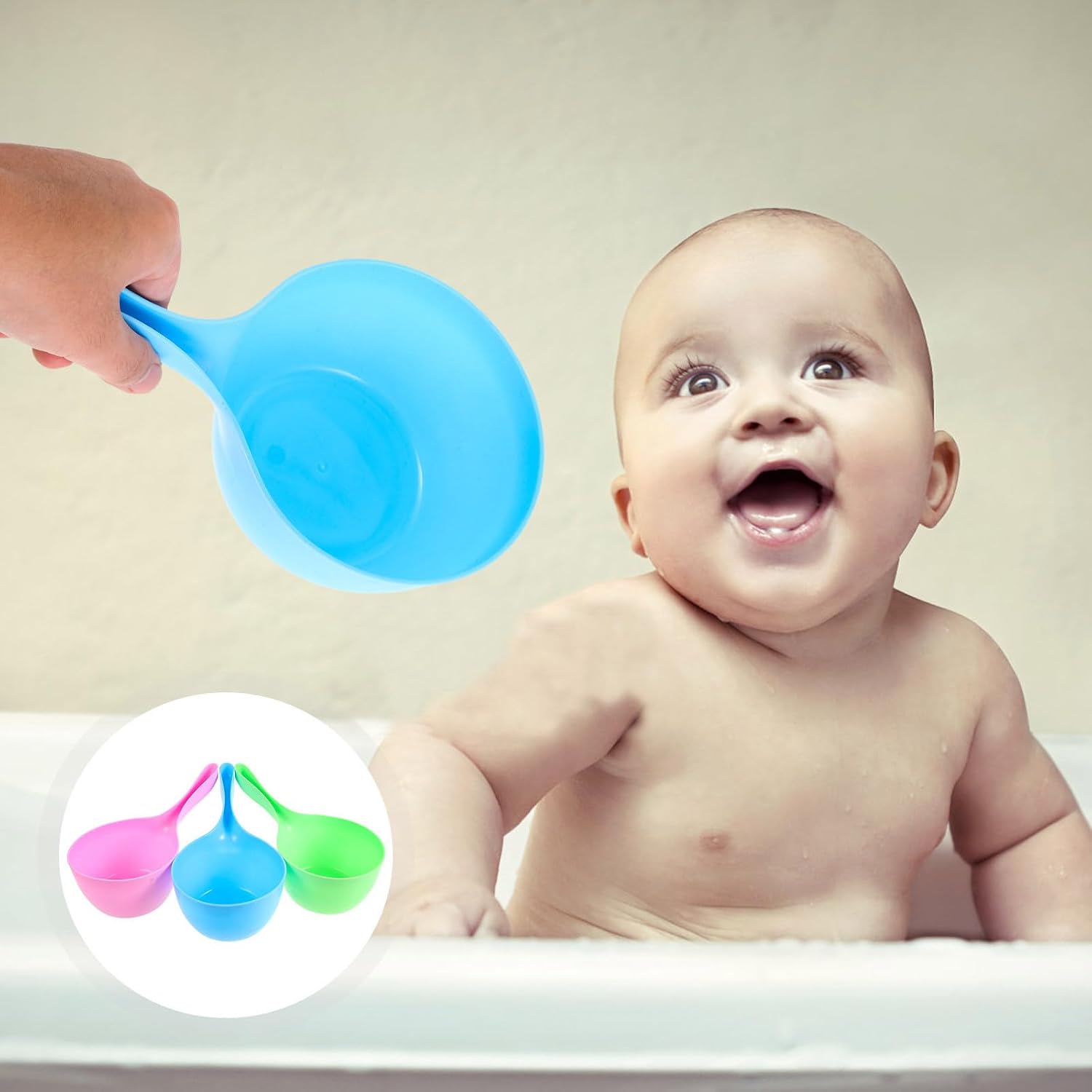 3pcs Reusable Water Ladle Set with Ergonomic Handle Shape, Thickened Pp Material for Bath and Kitchen Use, for Washing Vegetables and Bathing Babies in Garden or Restaurant