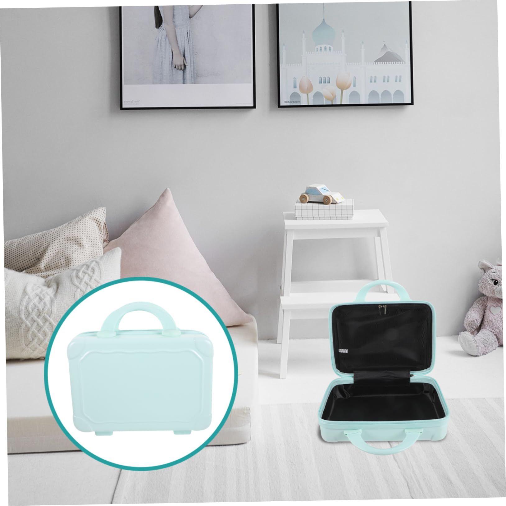 Walizka Kosmetyczna Makijaż Kolorze Niebieskim Przenośna Mini Walizka Podróżna dla Kobiet Organizer Kosmetyki z Dużą Pojemnością Elegancki Design Idealna Do Przechowywania
