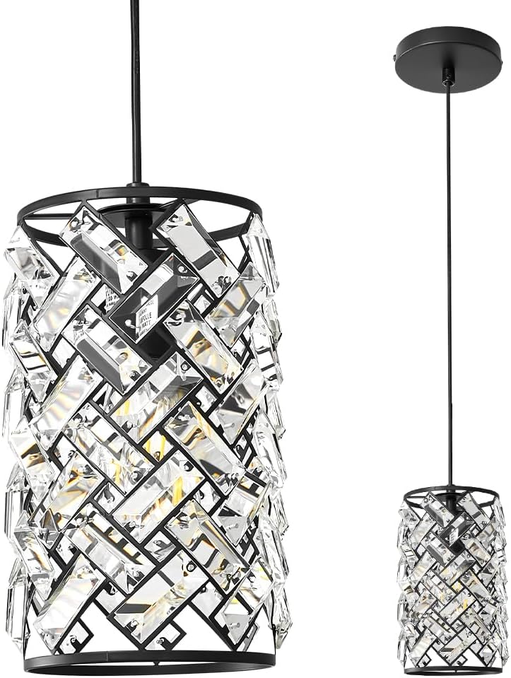 Crystal Chandelier Pendant Light Fixture - Black Ceiling Lights Hanging ...
