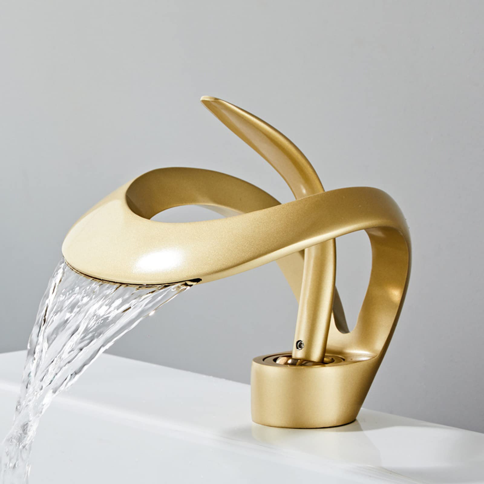 Rubinetti per Il Bagno Rubinetti per lavabo sopra Il Piano Interamente in Rame Rubinetto per lavabo con Acqua Calda e Fredda Rubinetto per lavabo a Cascata rialzato per Il Bagno