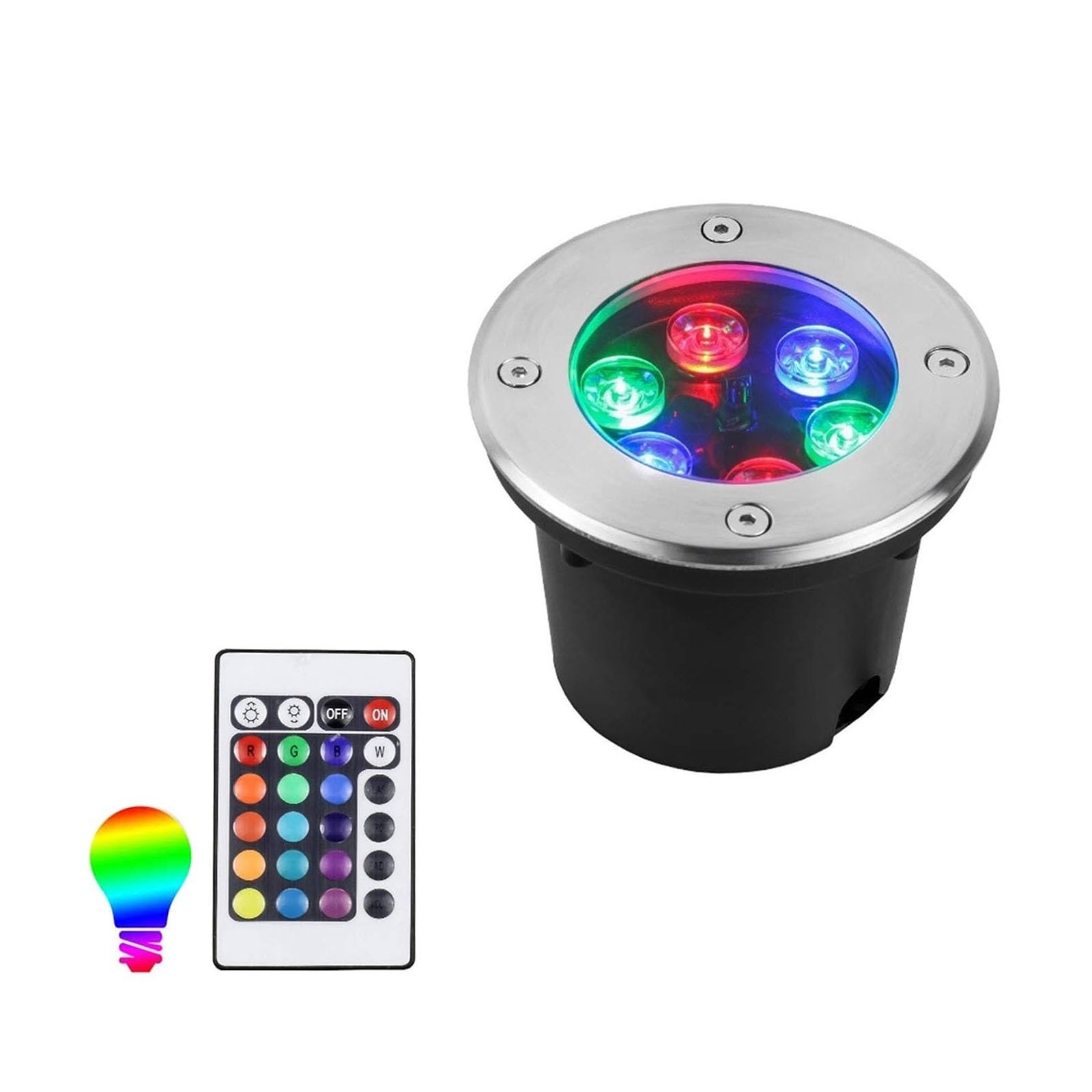 Luci da Esterno per Esterni - Luci subacquee da Incasso, faretto LED subacqueo da Incasso IP68 Impermeabile con Telecomando 12V/24V, LED Che Cambia Colore, 12V-,12V-3W