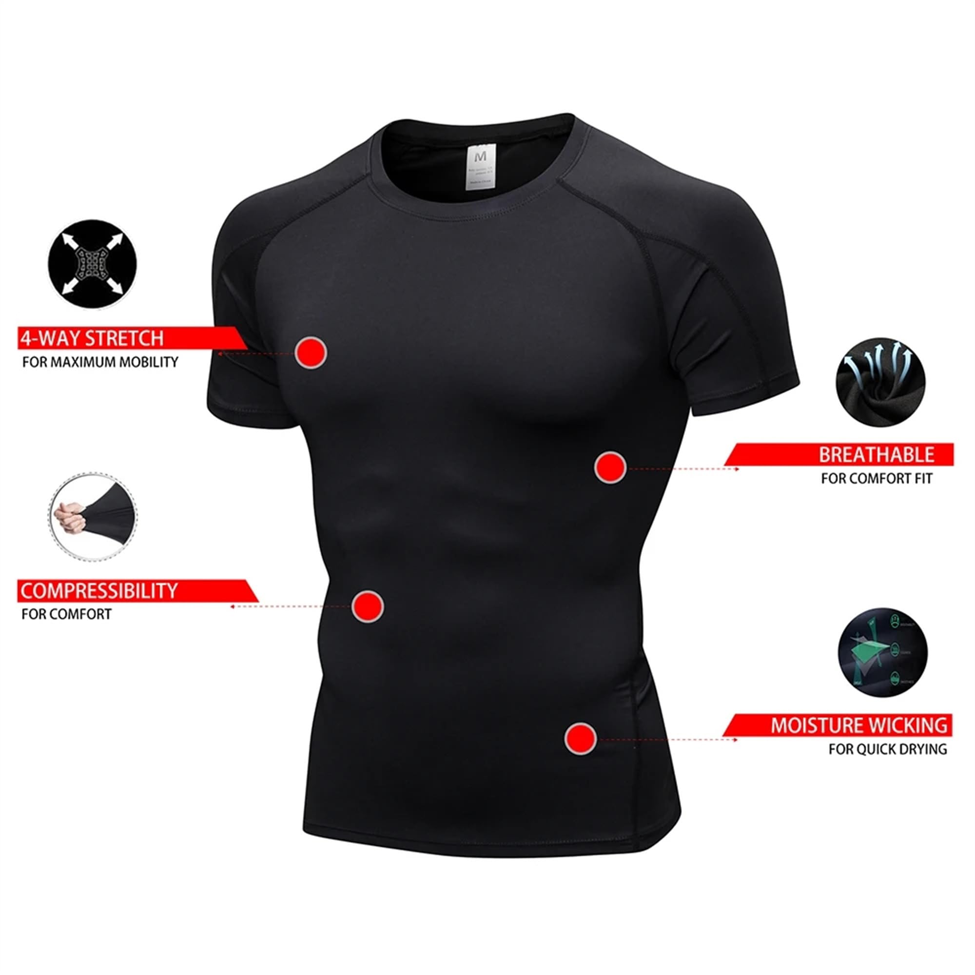 SANANG Ensemble de Compression Homme 2 Pièces - T-Shirt Respirant et Legging Sportif à Séchage Rapide pour Fitness, Course à Pied, Gym