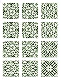 Panorama Azulejos Adhesivos Cocina Baño Pack de 48 Baldosas de 15x15 cm Azulejo Oriental Floreada Verde - Vinilos Cocina Azulejos - Revestimiento de Paredes - Cenefas Azulejos Adhesivas