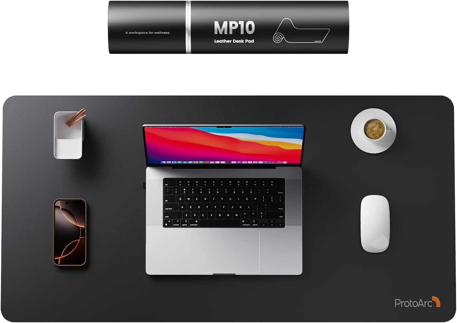 ProtoArc MP10 Leather Desk Mat, Large Mouse Pad- 31.5×15.8 inch, Non-Slip PU Leather Desk Pad Protector, Premium Desktop Mat for Computer, Keyboard and Mouse, Black