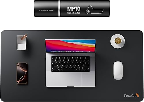 ProtoArc Tapete de escritorio de cuero, alfombrilla grande para mouse, 31.5 x 15.8 pulgadas, protector de escritorio de piel sintética