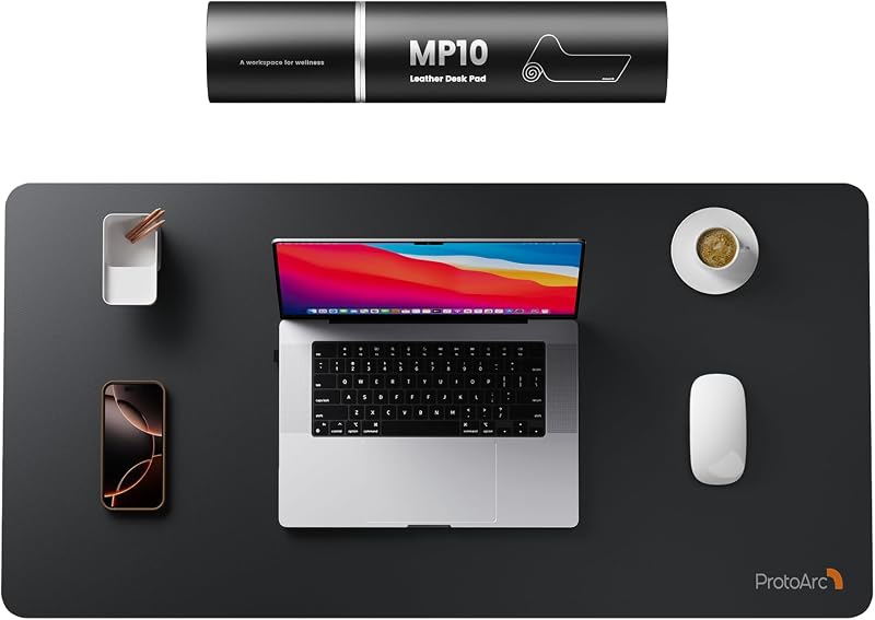 MP10 Leather Desk Mat, Large Mouse Pad- 31.5×15.8 inch, Non-Slip PU Leather Desk Pad Protector, Premium Desktop Mat for Computer, Keyboard and Mouse, Black